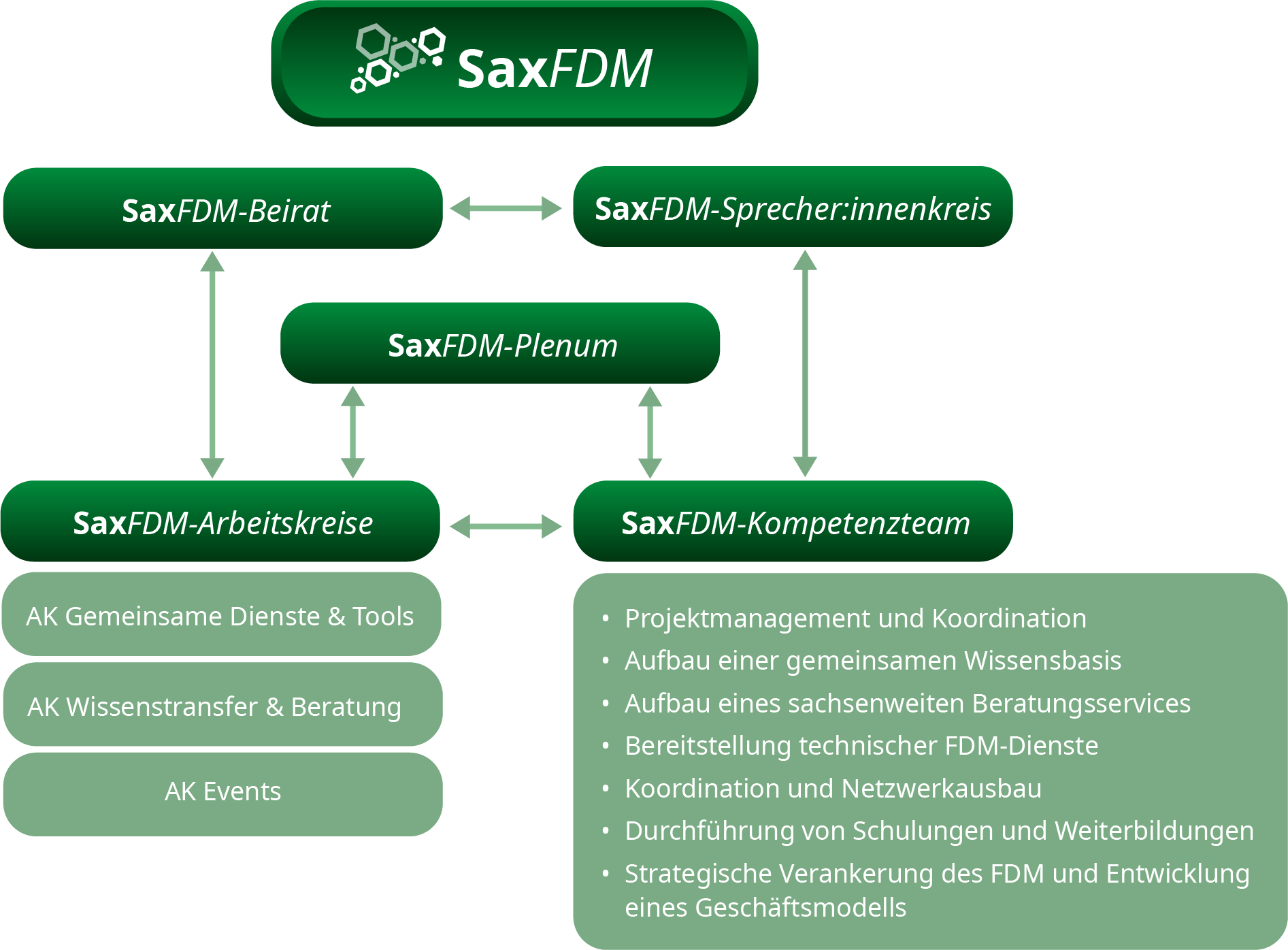 schematischer Überblick über die Struktur und Inhalte des SaxFDM-Projekts